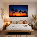 Tropical Dusk Palms metal wall art styled in a room