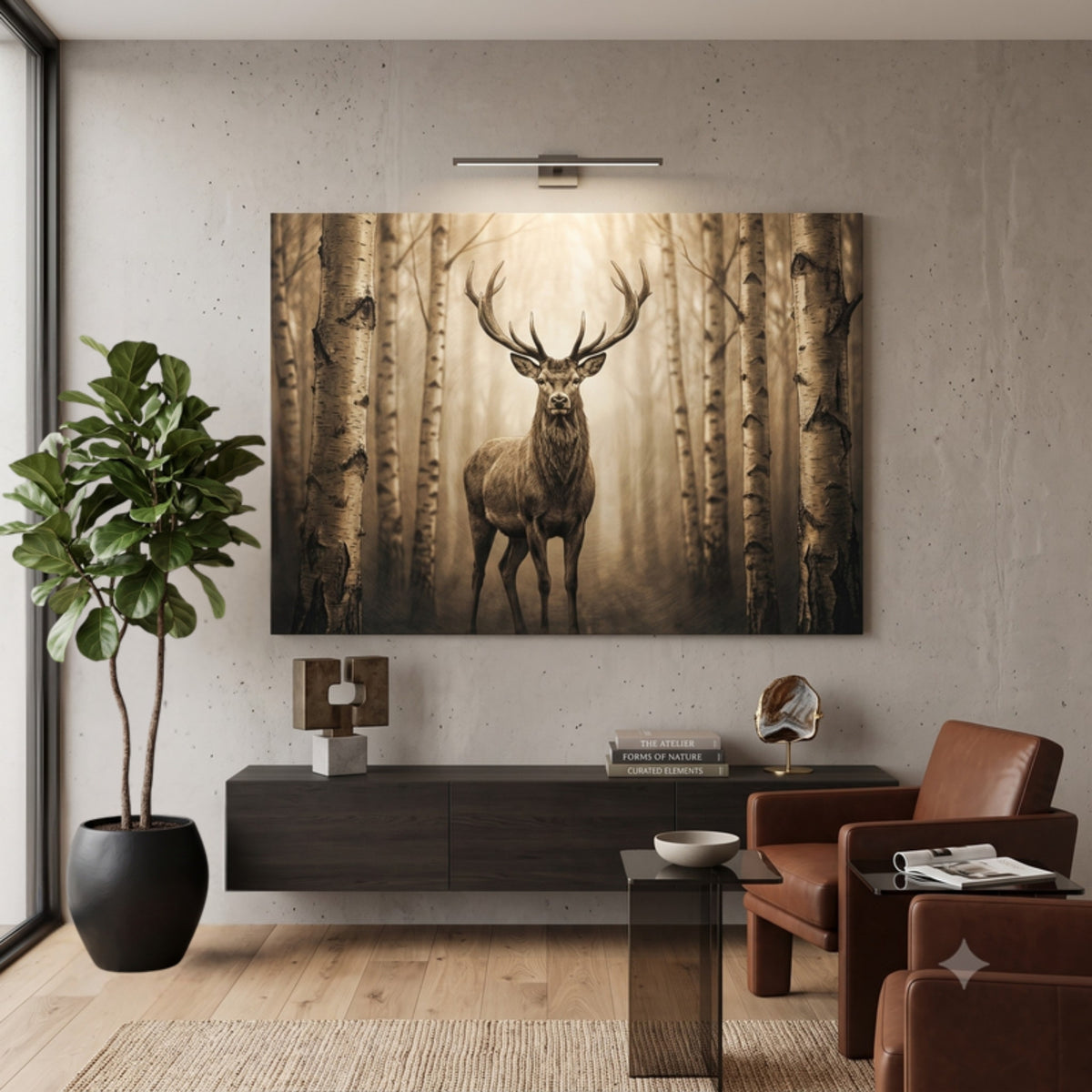 114.03 - Sepia Stag in Birch Forest — Photo 1