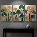 133.01 – Celestial Dreams – Moon Silhouettes Set of 3 Premium Wall Art Panels – room mock-up 1