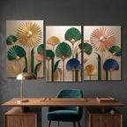 133.01 – Celestial Dreams – Moon Silhouettes Set of 3 Premium Wall Art Panels – room mock-up 5