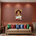 136.01 – Goddess Saraswati Tanjore Gold – Wisdom and Art Premium Wall Art – room mock-up 1