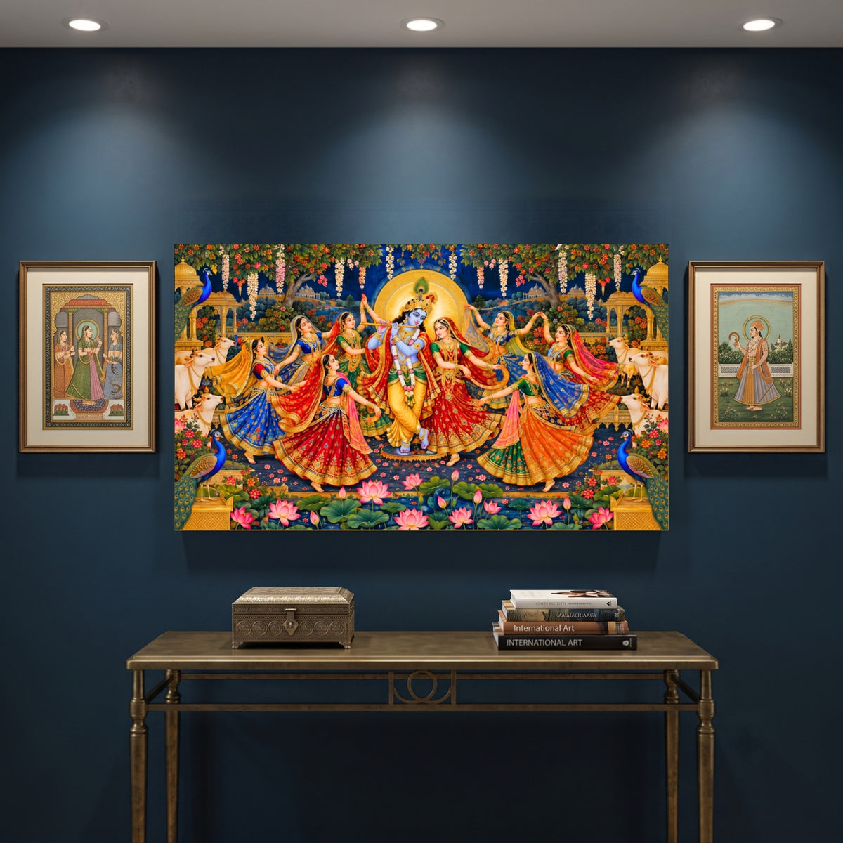 141.02.01 – Raas Leela Divine Dance – Pichwai Premium Wall Art – room mock-up 1