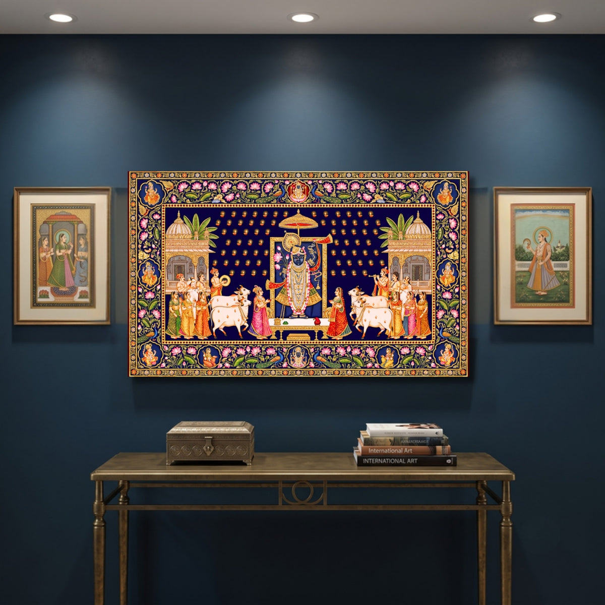 141.06 – Shrinathji Night Festival – Pichwai Premium Wall Art – room mock-up 1