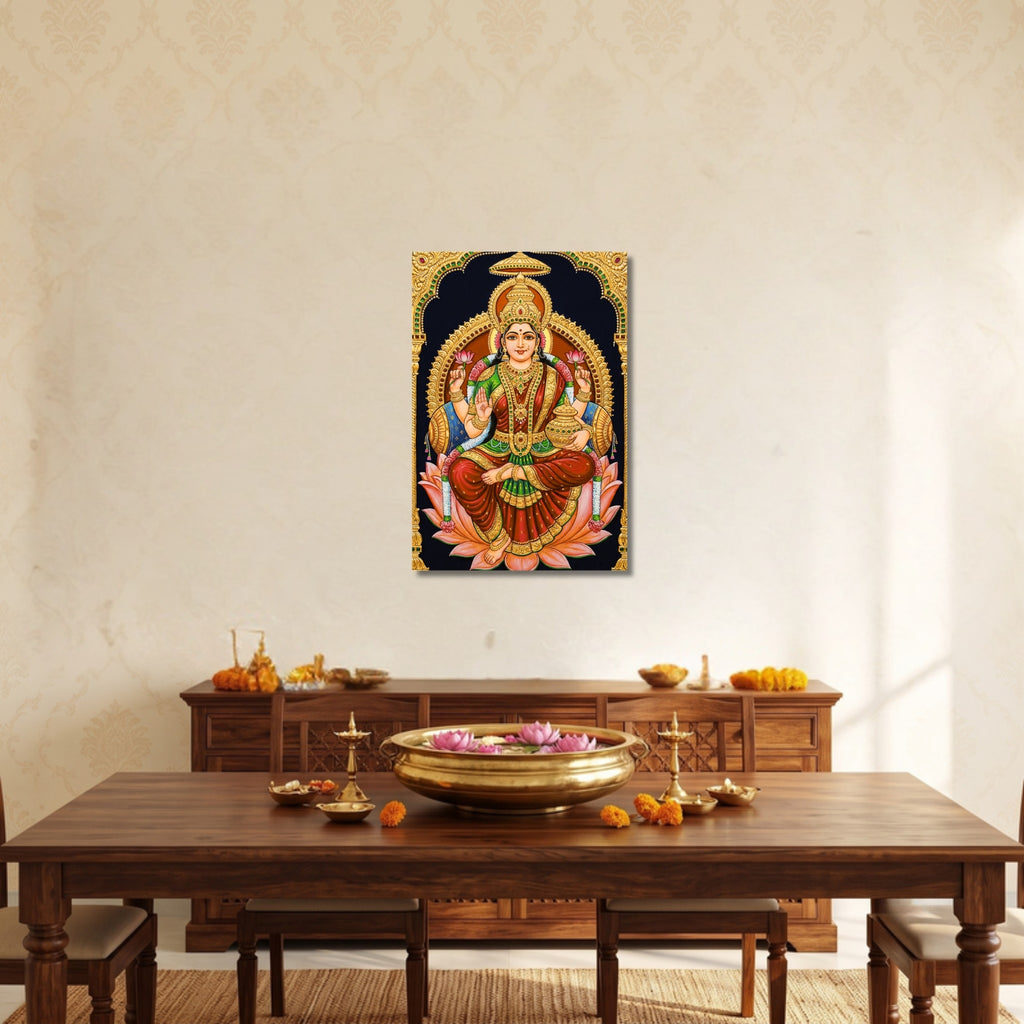186.01 – Lakshmi Devi Tanjore Royal Portrait – Devotional Premium Wall Art – room mock-up 5