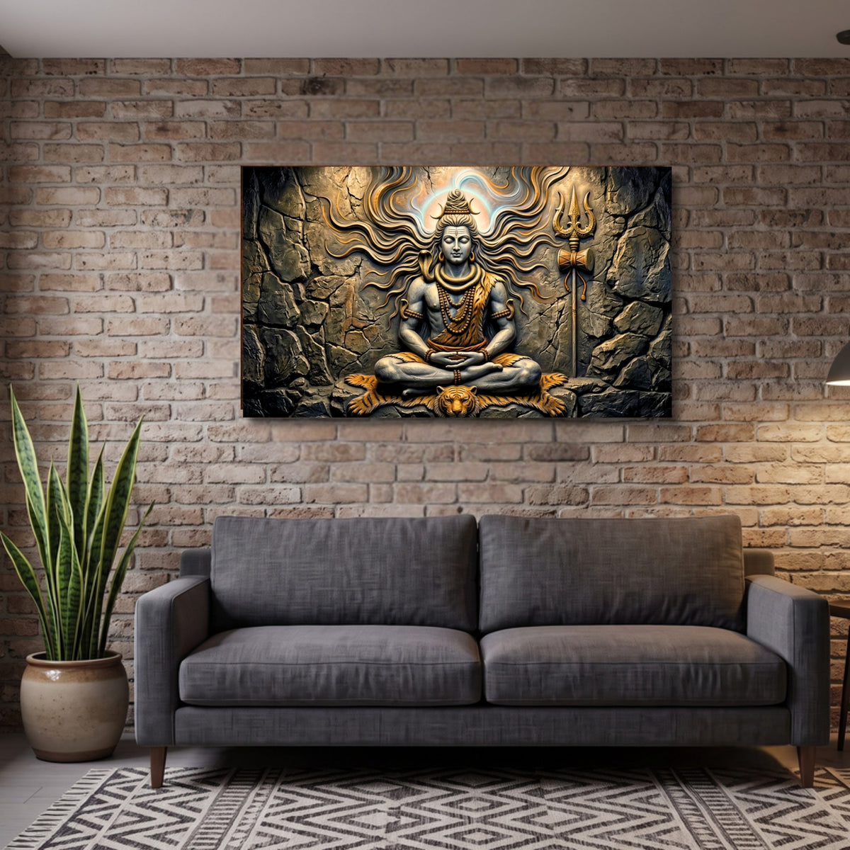 194.01 – Eternal Shiva – 3D Mural Divine Stillness Premium Wall Art – room mock-up 2