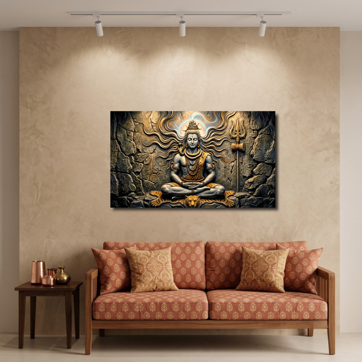 194.01 – Eternal Shiva – 3D Mural Divine Stillness Premium Wall Art – room mock-up 5