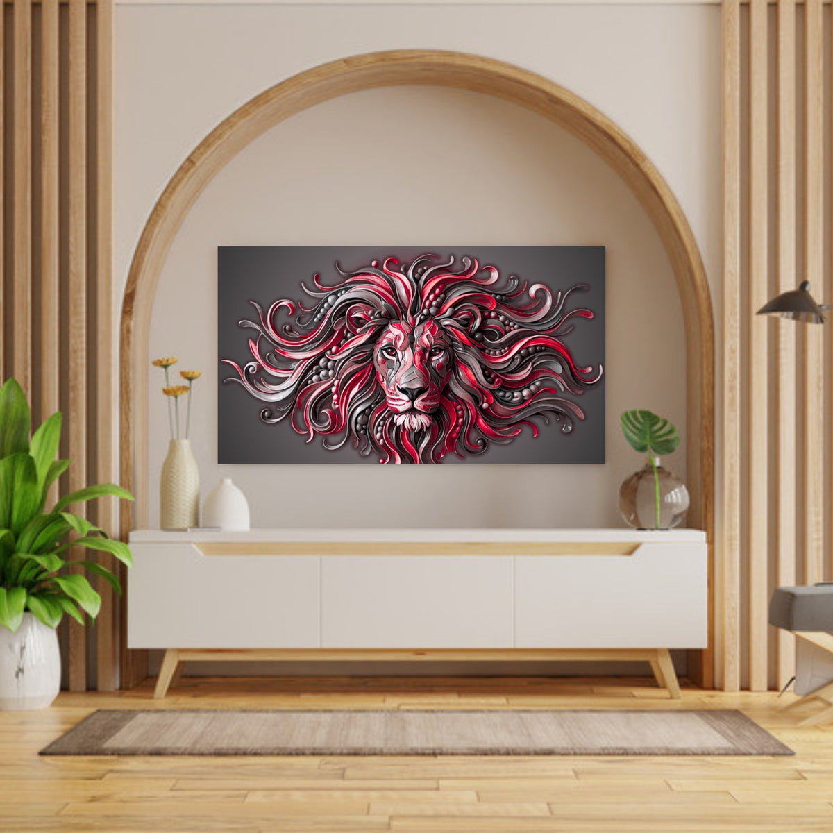 194.05 – Lion Within – 3D Mural Inner Power Premium Wall Art – room mock-up 1