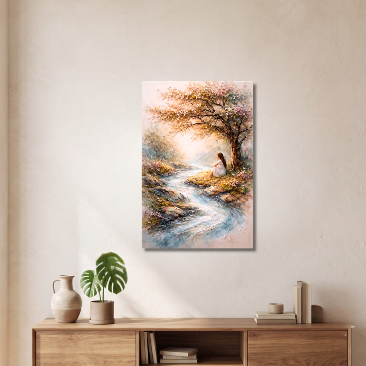 194.07 – Across the River – 3D Mural Silent Reflection Premium Wall Art – room mock-up 1