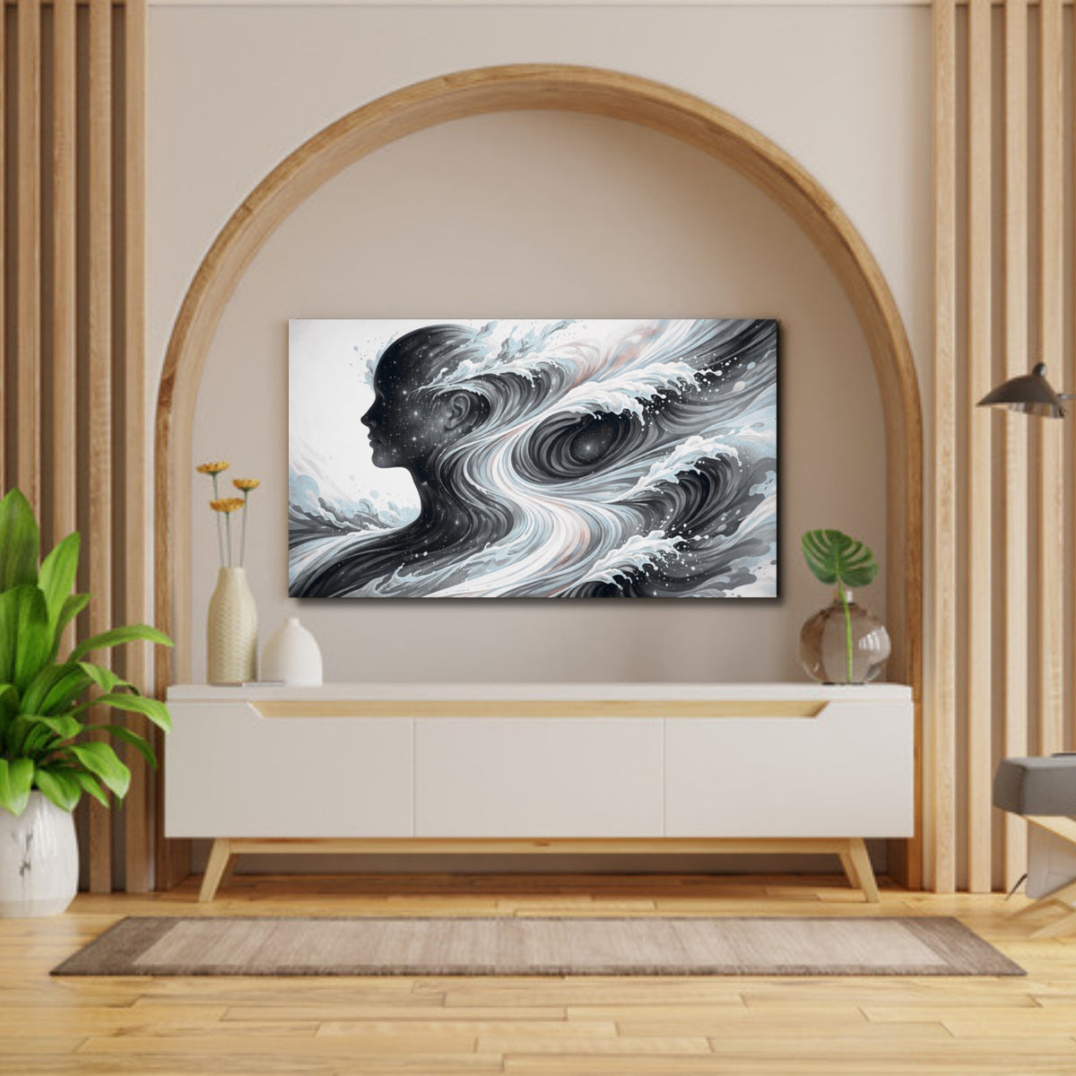 194.16 – Depth of Emotion – 3D Mural Ocean Within Premium Wall Art – room mock-up 1