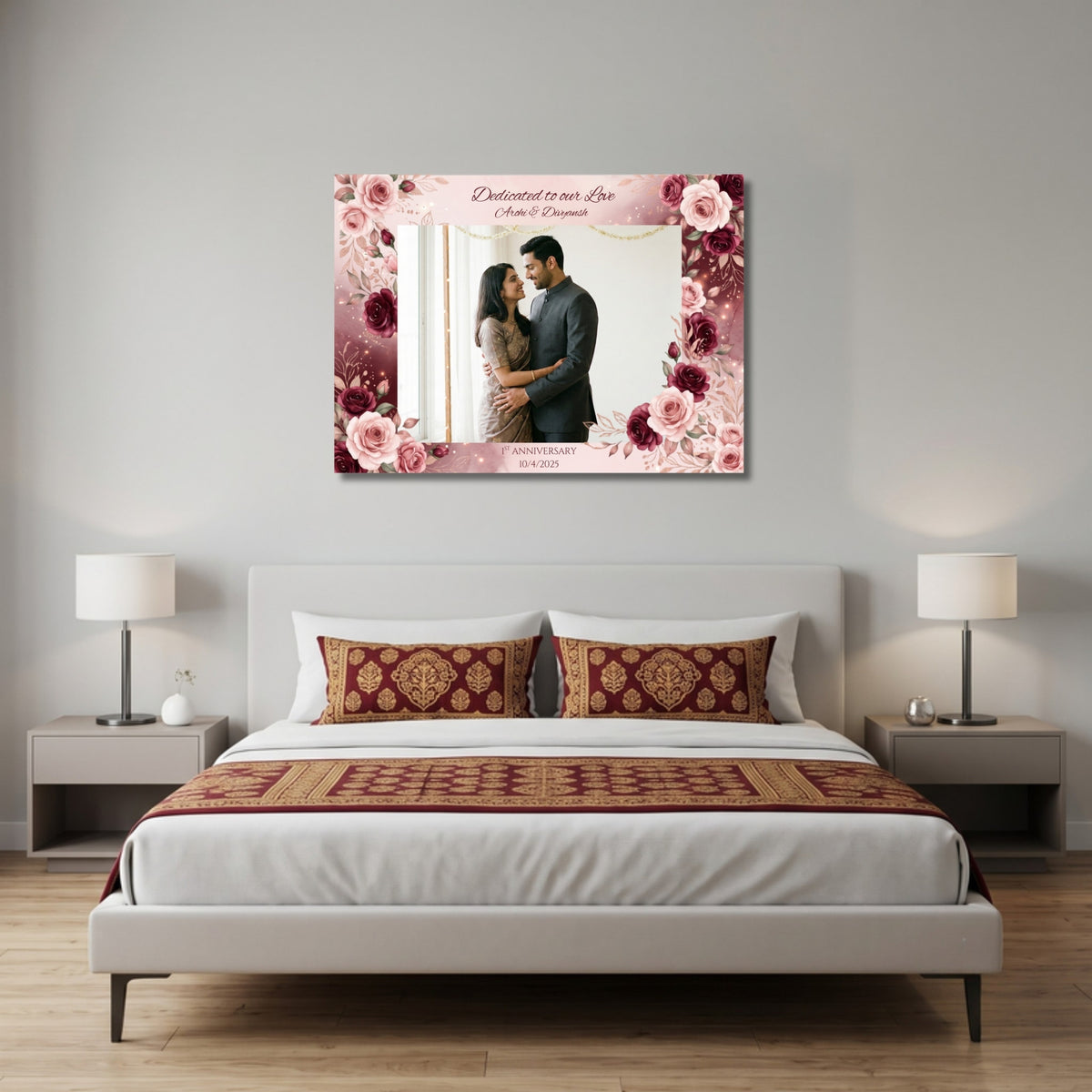 195.03.03 – Personalised Couple Photo Frame with Names and Date – Love Wall Art – room mock-up 1