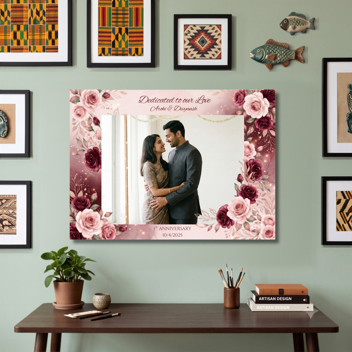 195.03.03 – Personalised Couple Photo Frame with Names and Date – Love Wall Art – room mock-up 2