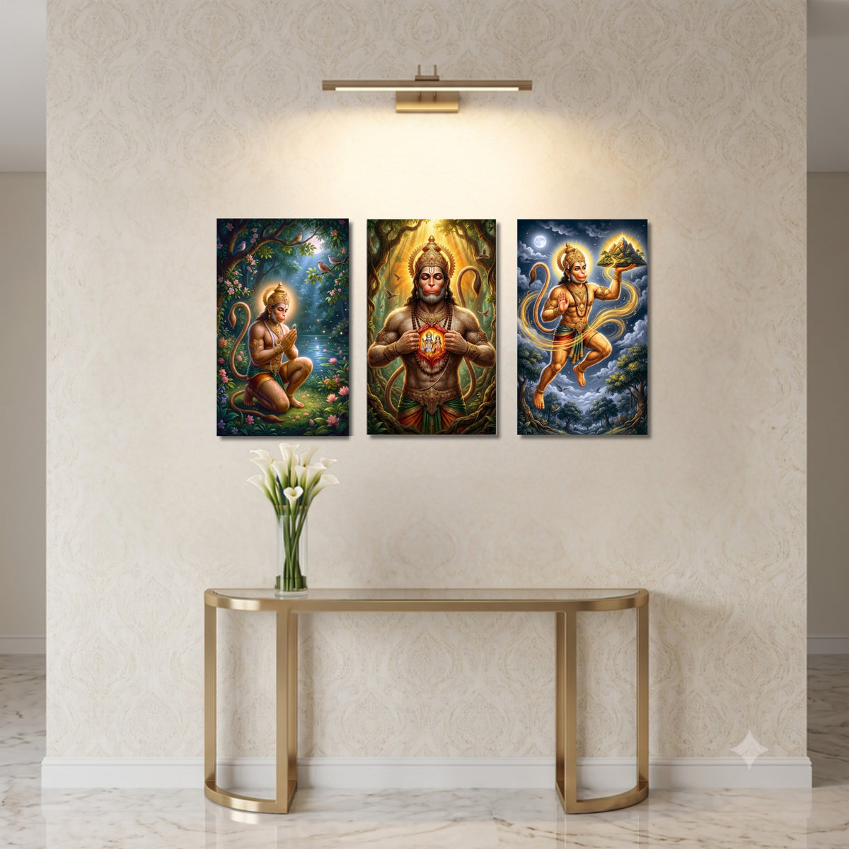 213.01 – Hanuman Ji in Ashok Vatika – Ramayan Scene Premium Wall Art – room mock-up 4