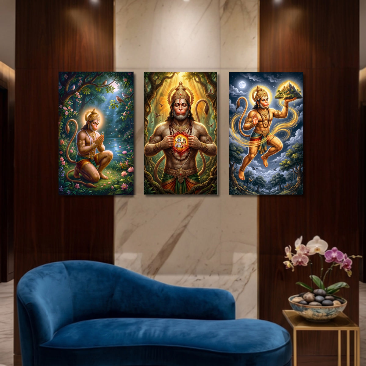 213.01 – Hanuman Ji in Ashok Vatika – Ramayan Scene Premium Wall Art – room mock-up 5